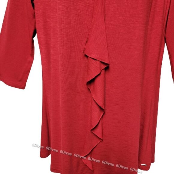 RED three quarter sleeve light top size L -New - Picture 2 of 6